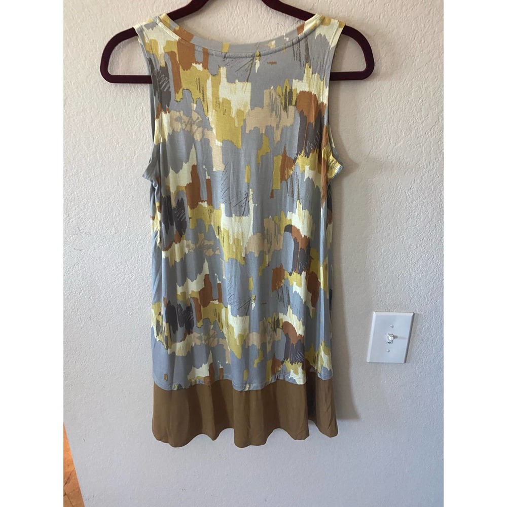 Logo Layers Printed Tank Solid Flounce Hem Bronze… - image 2